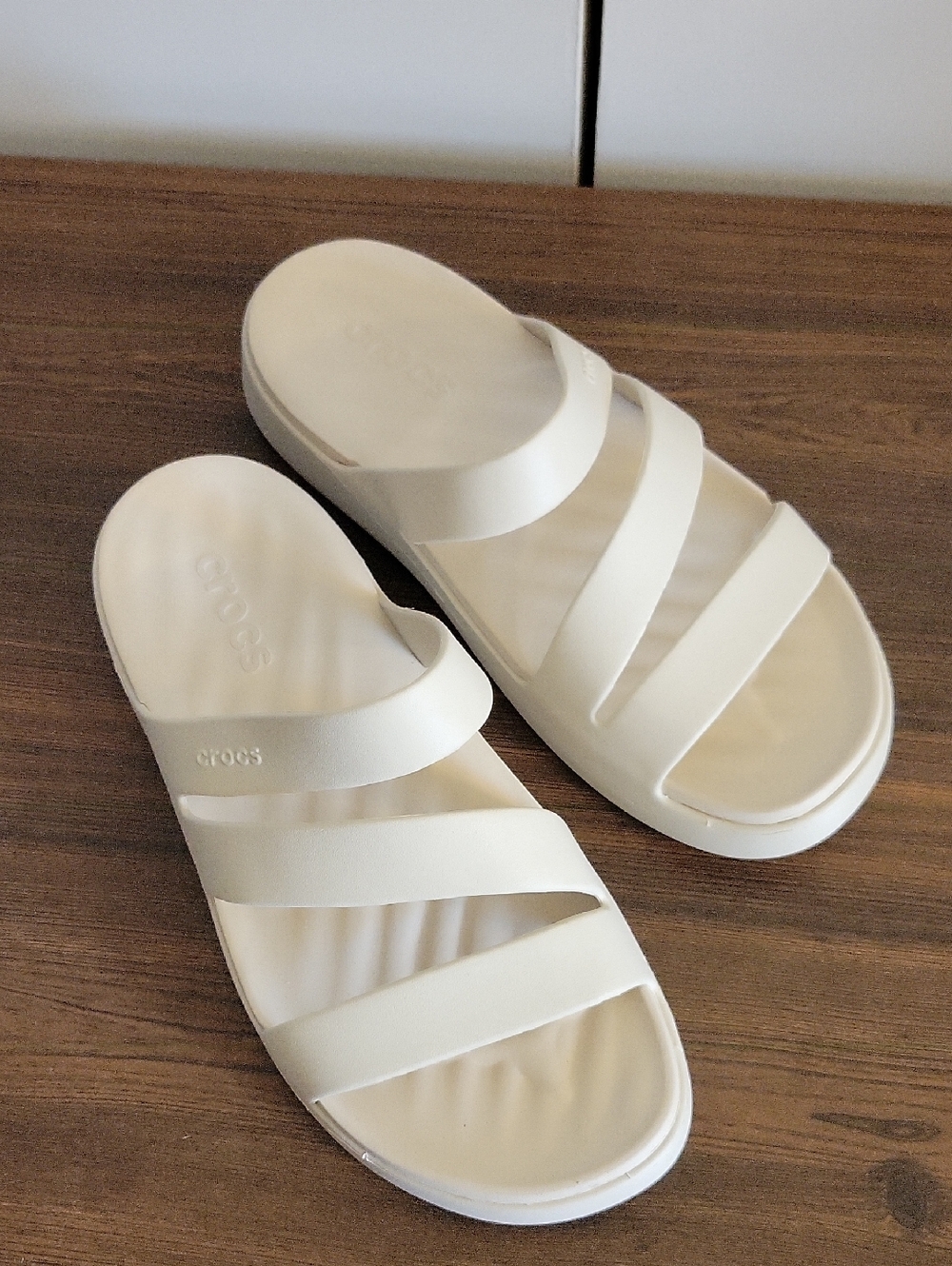 CROCS Women’s White Triple-Strap Slide Sandals